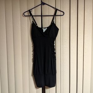 La Belle mini black Ruched sexy club dress